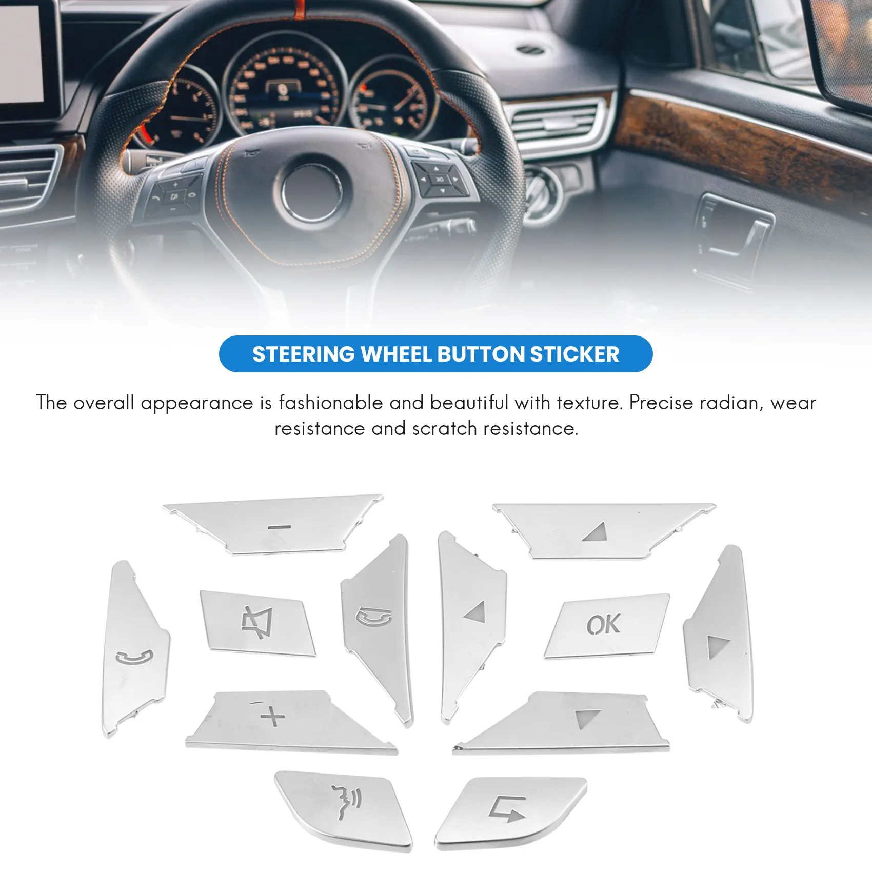 Steering Wheel Button Switch Trim Cover Sticker For Mercedes Benz A B C E Ml Gl Cla Gla Glk Sl Slk Class W176 W246 W212 W204
Steering Wheel Button Switch Trim Cover Sticker For Mercedes Benz A B C E Ml Gl Cla Gla Glk Sl Slk Class W176 W246 W212 W204