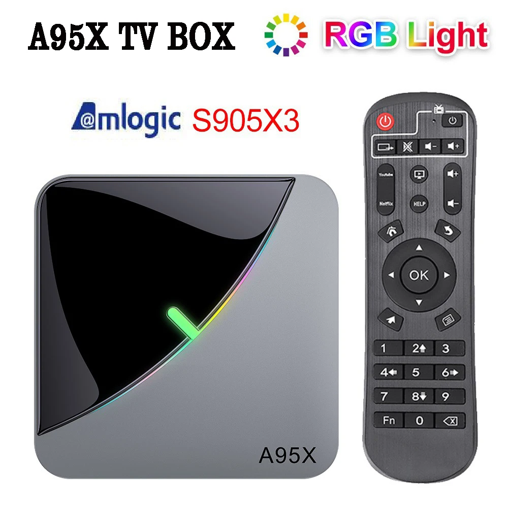 

A95X Smart TV BOX F3 Air 4K 2.4G/5G Dual Wifi RGB Light Amlogic S905X3 4GB 32GB 64GB Android 9.0 Media Player Set Top TV Box