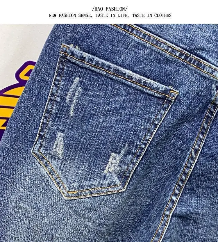 Fashion Stretch Men's Casual Denim Jeans Ripped Holes Korean Boyfriend Luxury Streetwear Slim Luxury Men's Clothing Pencil Pants 54 Sd4102093c56b40358407cc7a0d0de422s