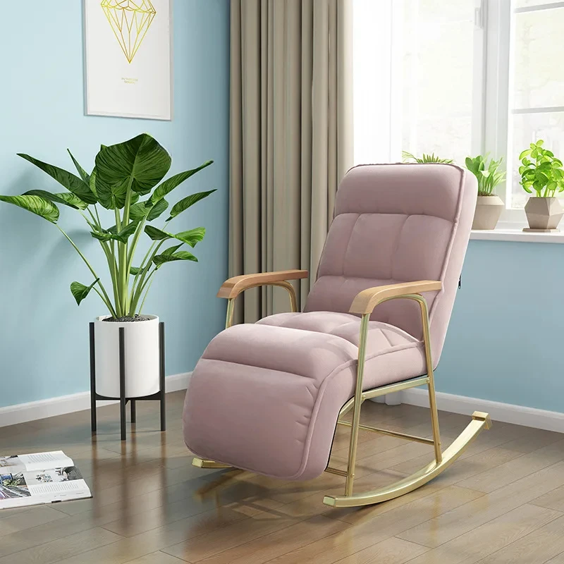 

Скандинавская тканевая вилла, кресло-качалка для гостиной, современный подлокотник для двора, простое современное кресло для кафе с откидывающейся спинкой, кресло-качалка, мебель WK