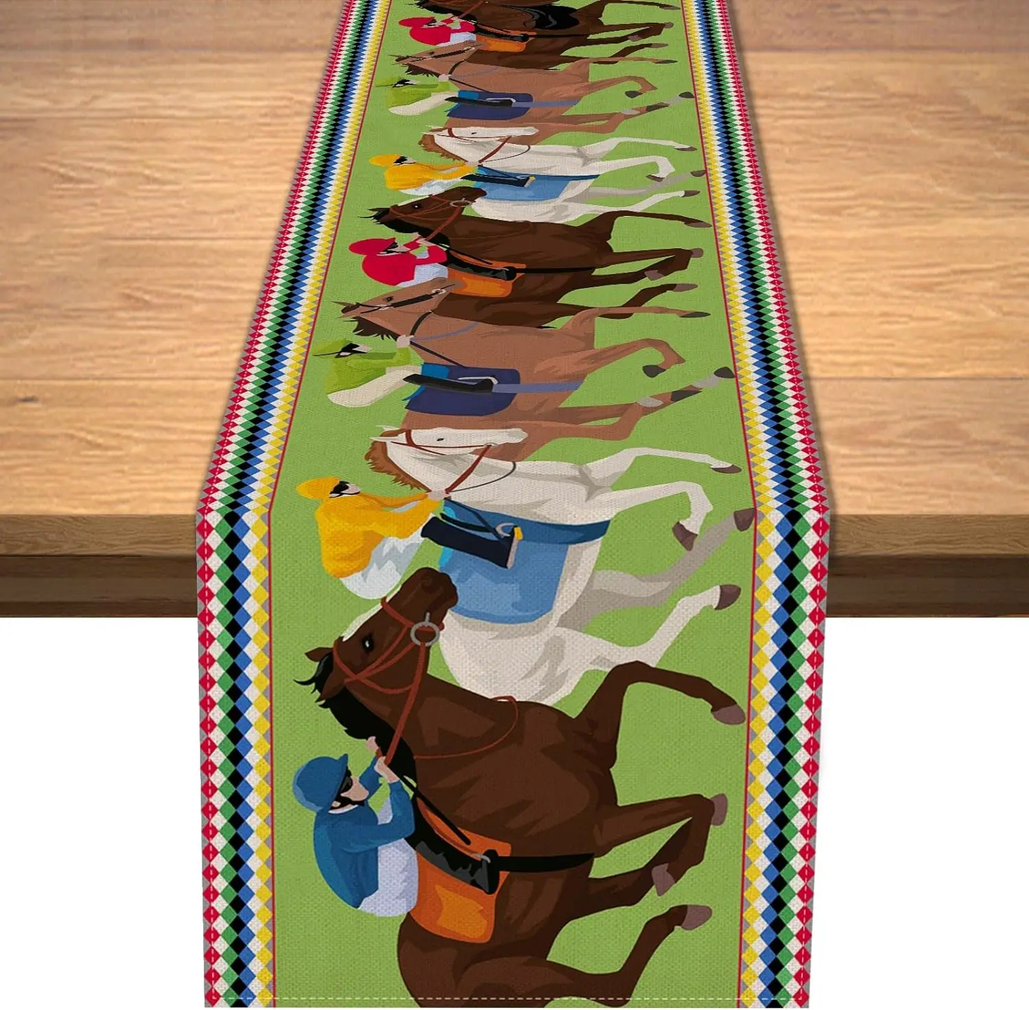 

Kentucky Derby Linen Table Runners Horse Racing Party Dresser Scarf Table Decor Washable Holiday Dining Room Kitchen Home Decor