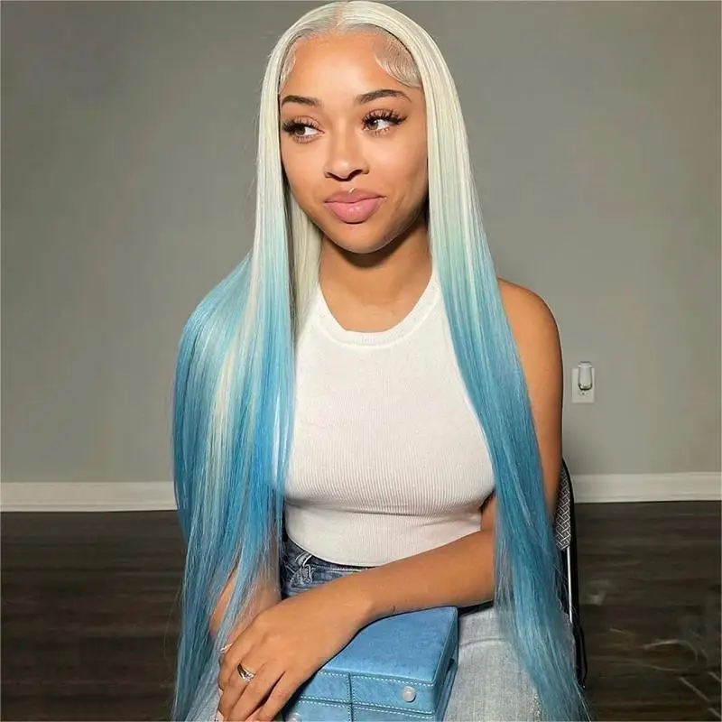 Grayish-blue gradient tone Colored Human Hair Brazilian Straight Lace Frontal Wig For Women 13x6 Lace Frontal Human Hair Wig
Grayish-blue gradient tone Colored Human Hair Brazilian Straight Lace Frontal Wig For Women 13x6 Lace Frontal Human Hair Wig
