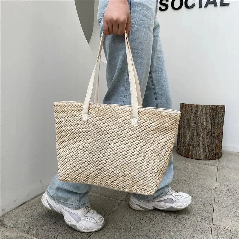 Wicker Woven Beach Shopper - Large Capacity Summer Tote 5 Sd417c69940d94c7db84eb8f1cf361effk