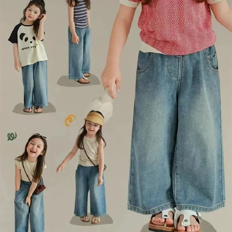 Girls Pants Loose Multi-Pocket Elastic Waist Jeans Wide Leg Pants 2023 Summer New Children'S Clothing
Girls Pants Loose Multi-Pocket Elastic Waist Jeans Wide Leg Pants 2023 Summer New Children'S Clothing
