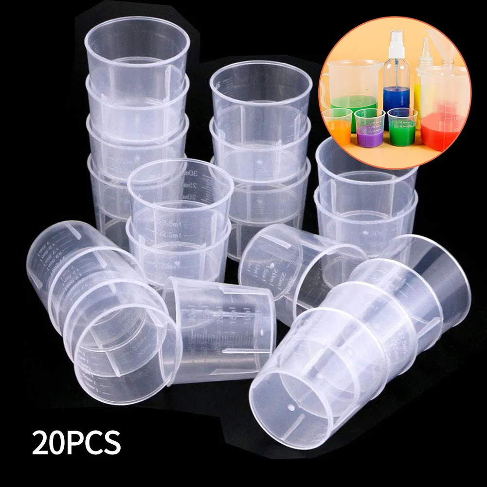 20Pcs 10/20/30ml Plastic Measuring Cup Graduated Mixing Cup Liquid Container Epoxy Resin Silicone Making Tool Transparent
20Pcs 10/20/30ml Plastic Measuring Cup Graduated Mixing Cup Liquid Container Epoxy Resin Silicone Making Tool Transparent