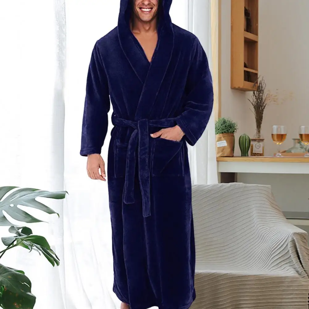 Men Nightgown Skin-touching Plush Bathrobe Long Sleeve Chic Male Thickened Plush Nightgown Robe Pajamas for Bedroom
Men Nightgown Skin-touching Plush Bathrobe Long Sleeve Chic Male Thickened Plush Nightgown Robe Pajamas for Bedroom