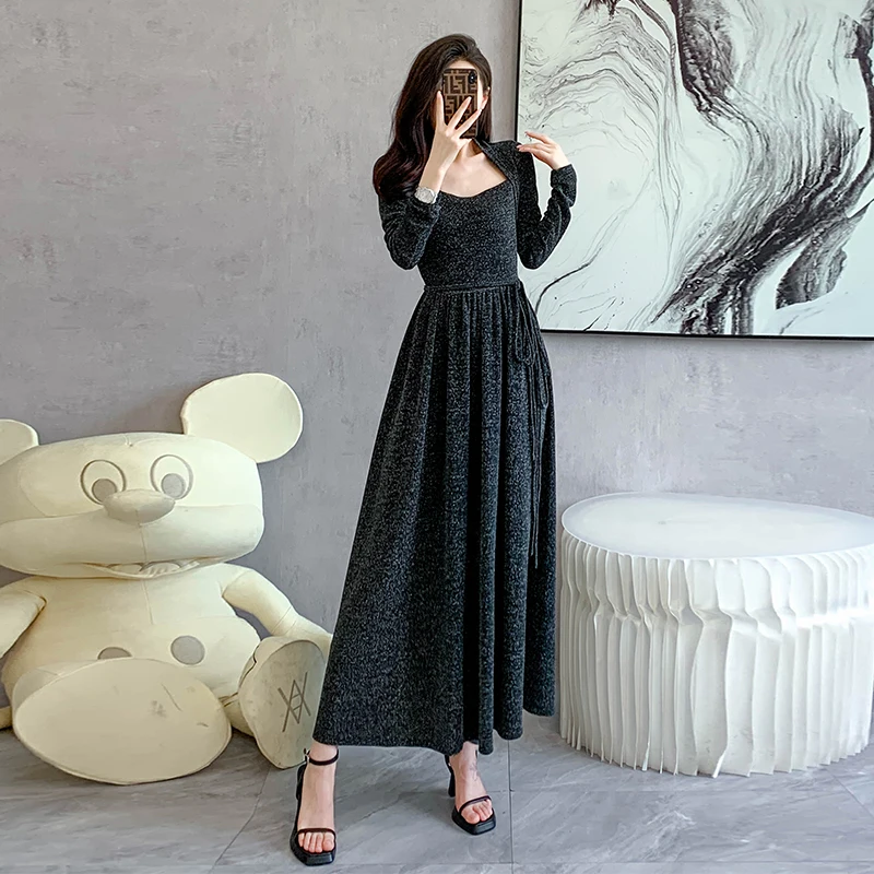 Fashion Elegant New 2023 Woemn Spring Autumn French Square Collar Long Sleeve Bodycon Elastic bright silk Party Casual Dresses
Fashion Elegant New 2023 Woemn Spring Autumn French Square Collar Long Sleeve Bodycon Elastic bright silk Party Casual Dresses