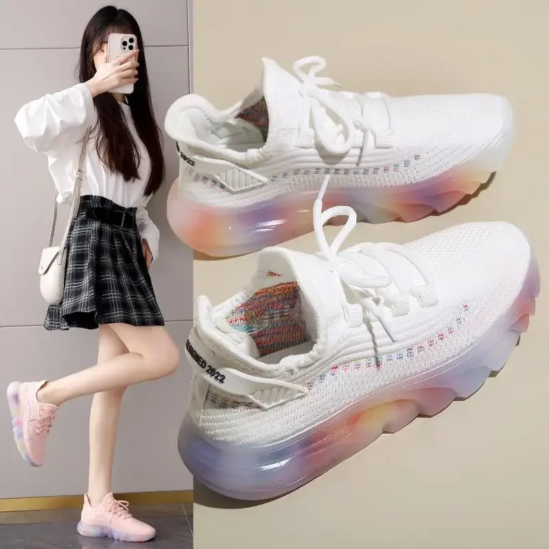 Туфли женские на платформе, новинка 2024, женская одежда, популярная летняя дышащая Спортивная обувь для тенниса
