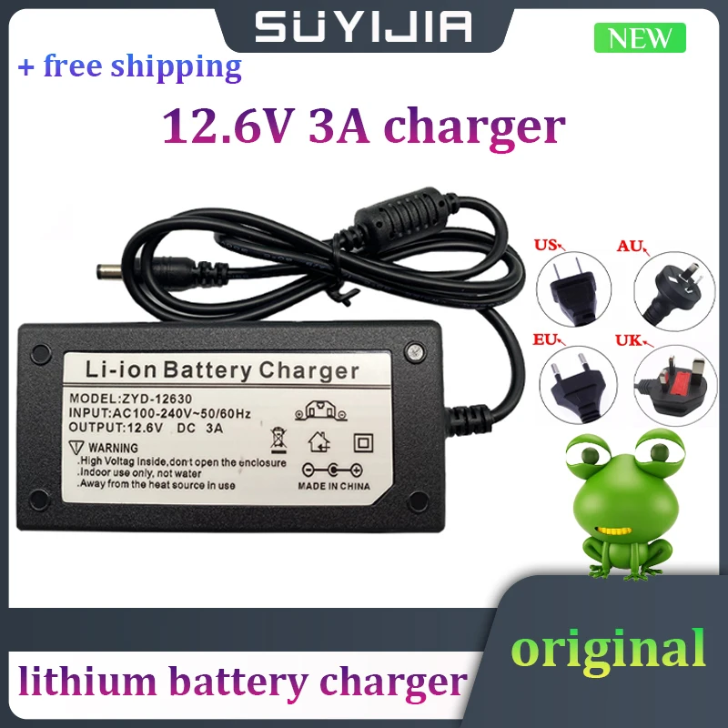 Original 12.6V 3A Charger 12.6V Lithium Battery Charger EU/US Plug Optional for 3S 4S 5S 6S 12VBattery Pack Use + Free Shipping
Original 12.6V 3A Charger 12.6V Lithium Battery Charger EU/US Plug Optional for 3S 4S 5S 6S 12VBattery Pack Use + Free Shipping
