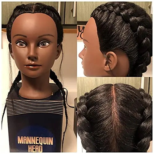 

Mannequin Head with 100% Real Hair 14 Inch Training Head Manikin Head Cosmetology Doll Head Hairdresser Hairstylist Practice