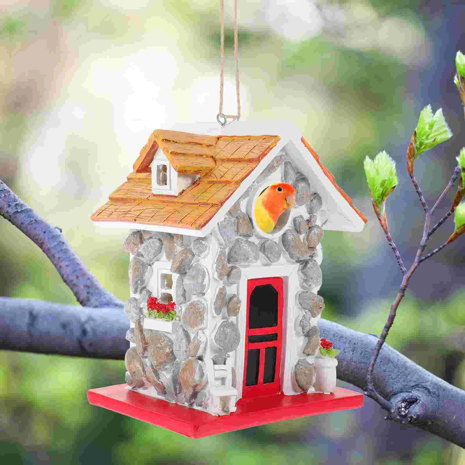 Resin Bird House Sturdy Garden Bird Hut Hanging Bird House Backyard Decorative Bird House
Resin Bird House Sturdy Garden Bird Hut Hanging Bird House Backyard Decorative Bird House