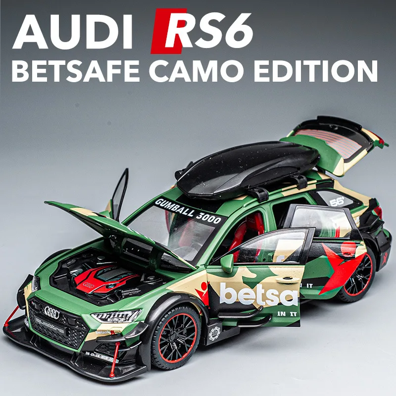 

1: 24for Audi RS6 track modified version simulation alloy car model boy toy sound and light car wholesale distribution ornaments