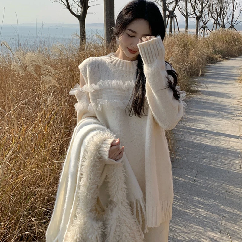 2022 Kawaii Lady Mesh Patch Hollow Knit Full Length Sweaters Sweet White Women Vintage Pullover O Neck Sweater Korean Fashion
2022 Kawaii Lady Mesh Patch Hollow Knit Full Length Sweaters Sweet White Women Vintage Pullover O Neck Sweater Korean Fashion