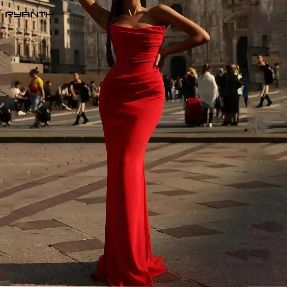 Charming Red Strapless Evening Gown Sleeveless Backless Prom Dress 2024 Mermaid Satin Vestidos De Gala Mujer
Charming Red Strapless Evening Gown Sleeveless Backless Prom Dress 2024 Mermaid Satin Vestidos De Gala Mujer