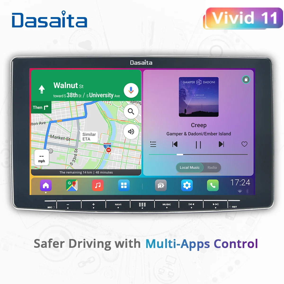 

Dasaita Vivid10 MAX10 PX6 10.2" Car Stereo 2 Din Android GPS Navi Head Unit Multimedia play Auto Player 1280*720 IPS Rad HA2202