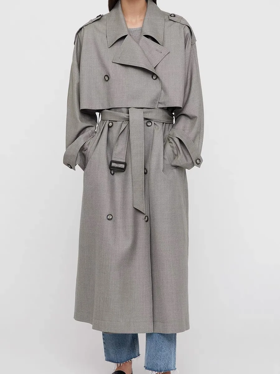 Women Windbreak Double Breasted Notched Temperament Autumn Winter Wool Coat with Belt
Women Windbreak Double Breasted Notched Temperament Autumn Winter Wool Coat with Belt