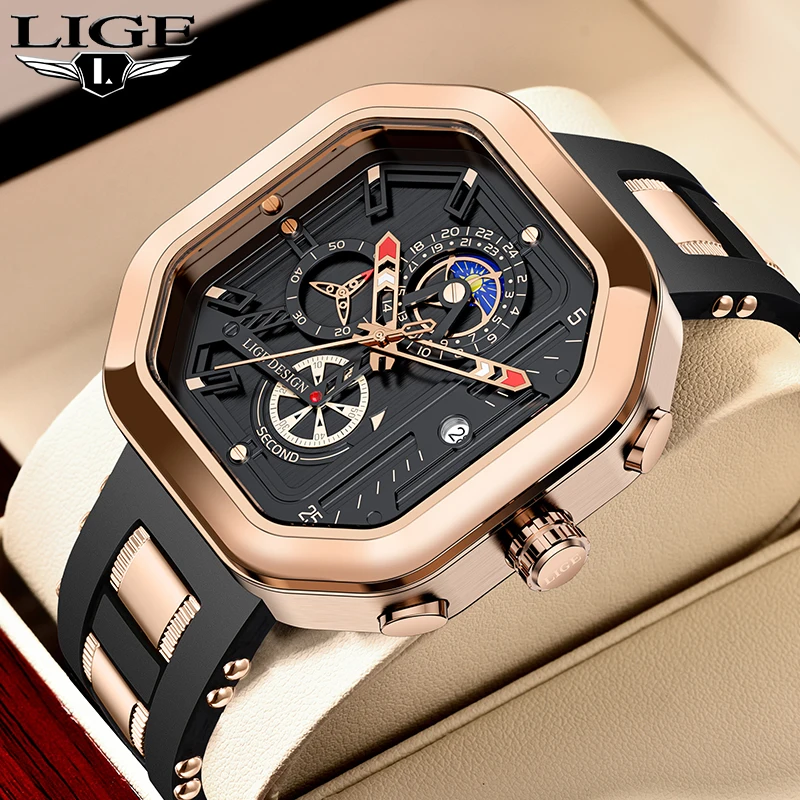 

Relogio Masculino LIGE Men Watches Top Brand Luxury Silicone Sport Watch Man Quartz Date Clock Waterproof Wristwatch Chronograph