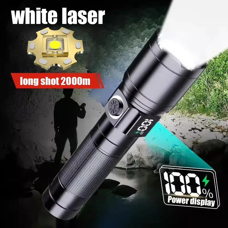 

Мощный фонарик, высокомощный Тактический USB Перезаряжаемый водонепроницаемый фонарик с зумом, подходит для экстренных ситуаций на открытом воздухе