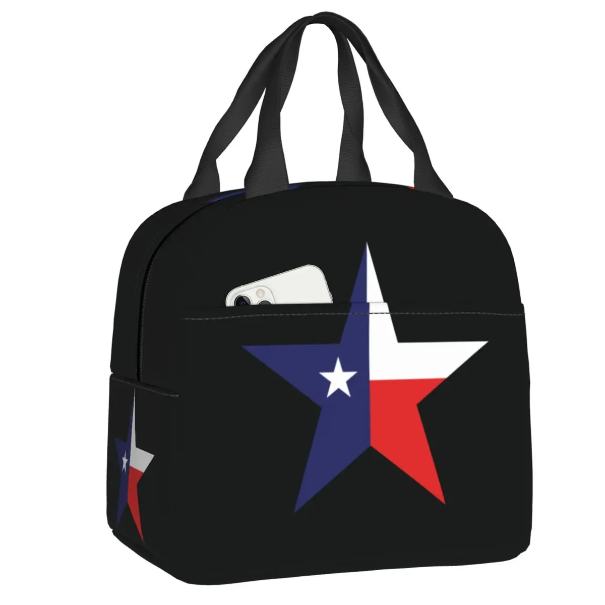 

Texas Lone Star Logo Insulated Lunch Tote Bag for Women Flag Of Texas Resuable Thermal Cooler Bento Box Kids School Children