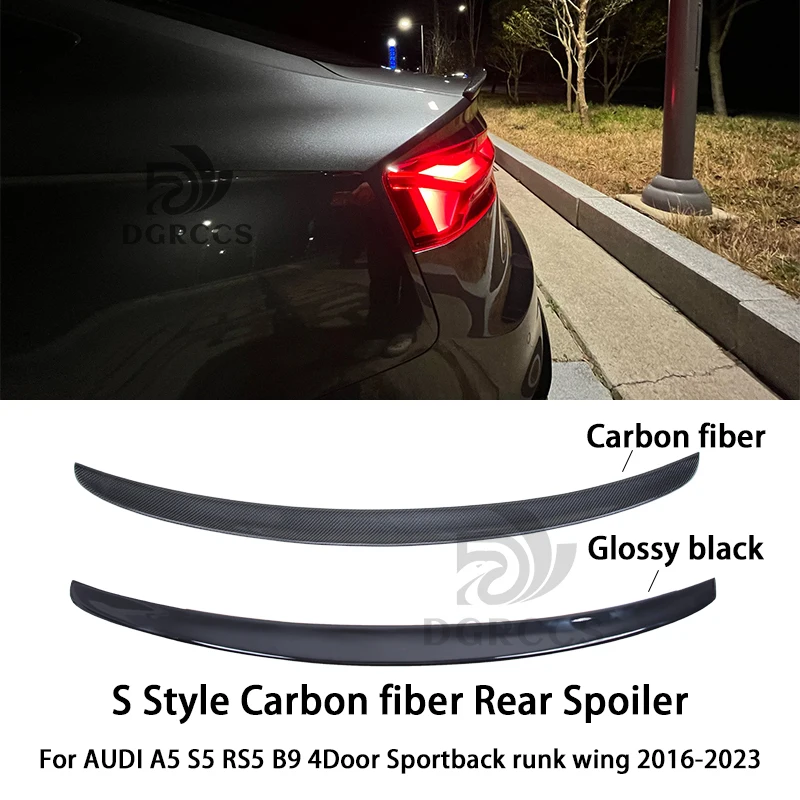

Для AUDI A5 S5 RS5 B9 4 двери Sportback S Стиль углеродное волокно задний спойлер крыло багажника 2016-2023 углеродное волокно глянцевый черный