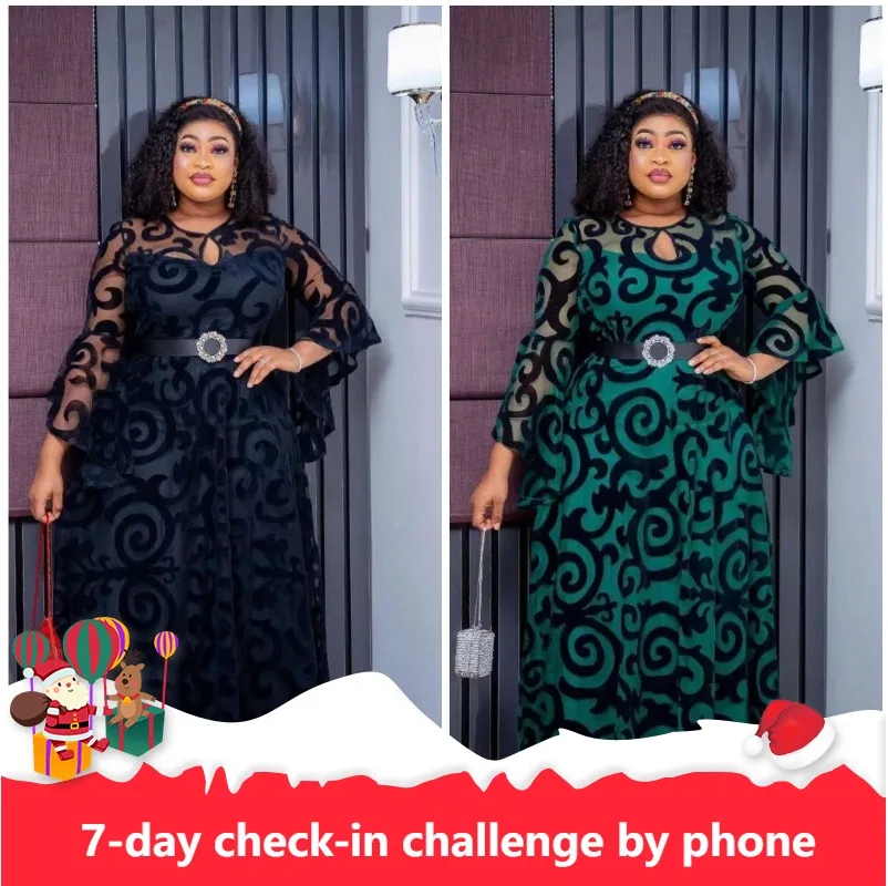 African Dresses for Women Elegant African 3/4 Sleeve O-neck Black Green Red Polyester Dress Dashiki African Clothes Maxi Dress
African Dresses for Women Elegant African 3/4 Sleeve O-neck Black Green Red Polyester Dress Dashiki African Clothes Maxi Dress