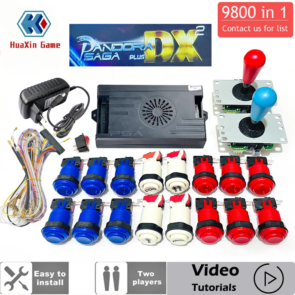 

9800 in 1 Pandora Saga Box DX Special Plus DIY Kit 8 Way Joystick American Style Push Button Arcade Game Console Cabinet Bartop