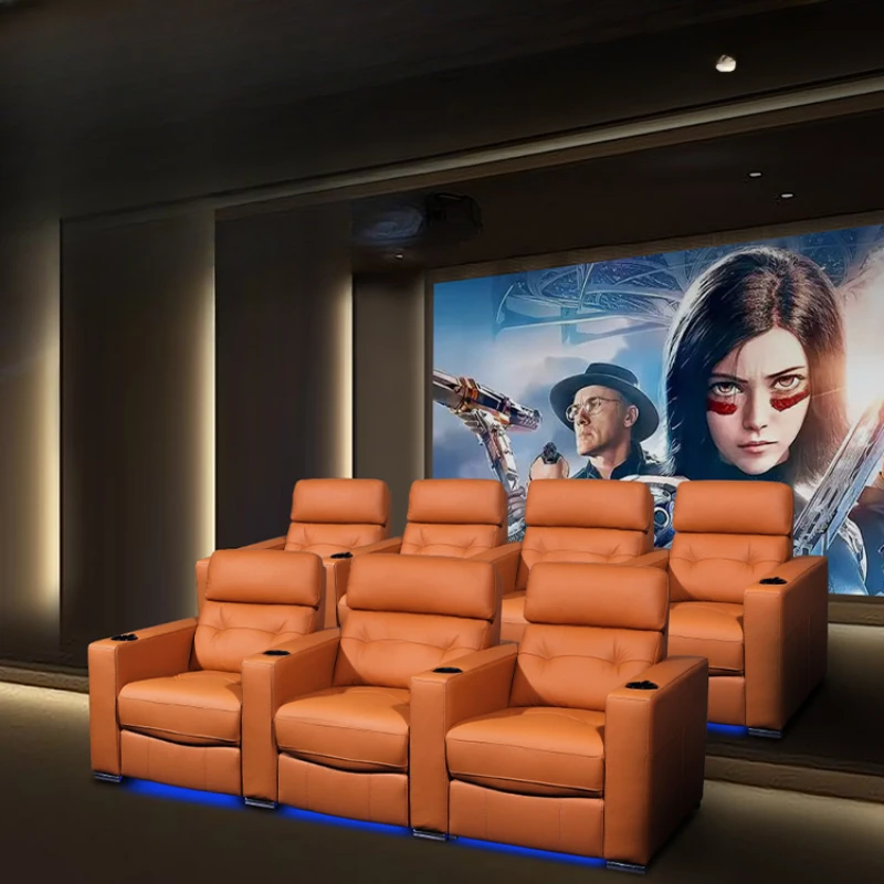 

Cinema electric oxygen cabin sofa combination film and television hall audio and video room cinema leather three-person seat