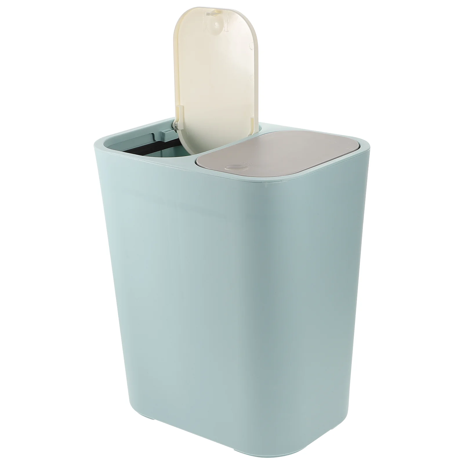

Dual Trash Can Lid Dual Compartment Garbage Can Classified Recycling Bin Rectangular Trash Containers Waste Bin Kitchen