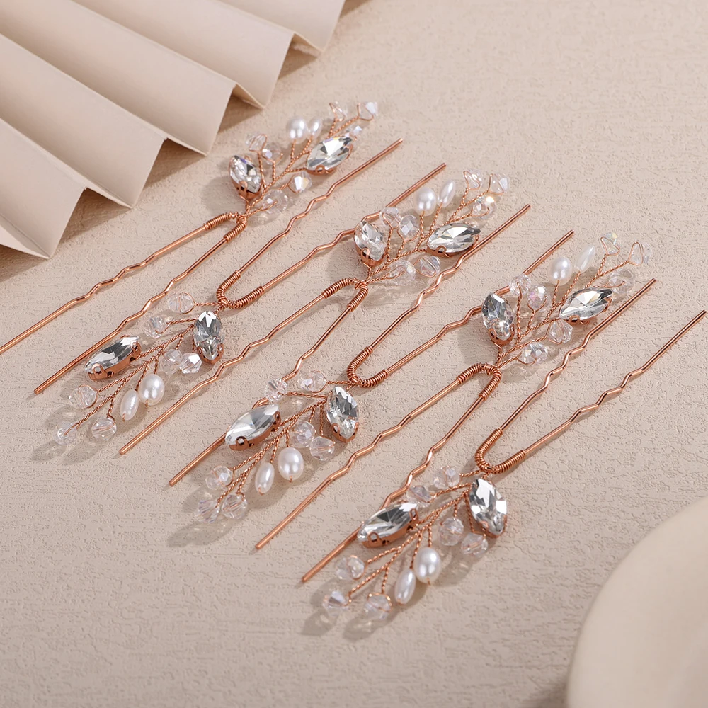 6PCS Crystal Wedding Hair Accessories Pearl Rhinestone Hair Pins for Women Bridal Headpiece 10Color Bride Party Hairpins Jewelry 22 Sd4322bc3e7804a1fbea311166c545d26I