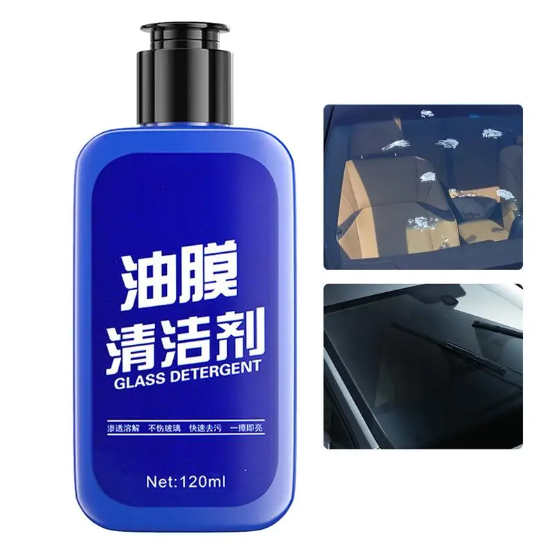 

Car Glass Oil Film Cleaner 120ml Auto Glass Oil Film Remover Efficient Decontamination Glass Cleaner Liquid For Stains Long-Term