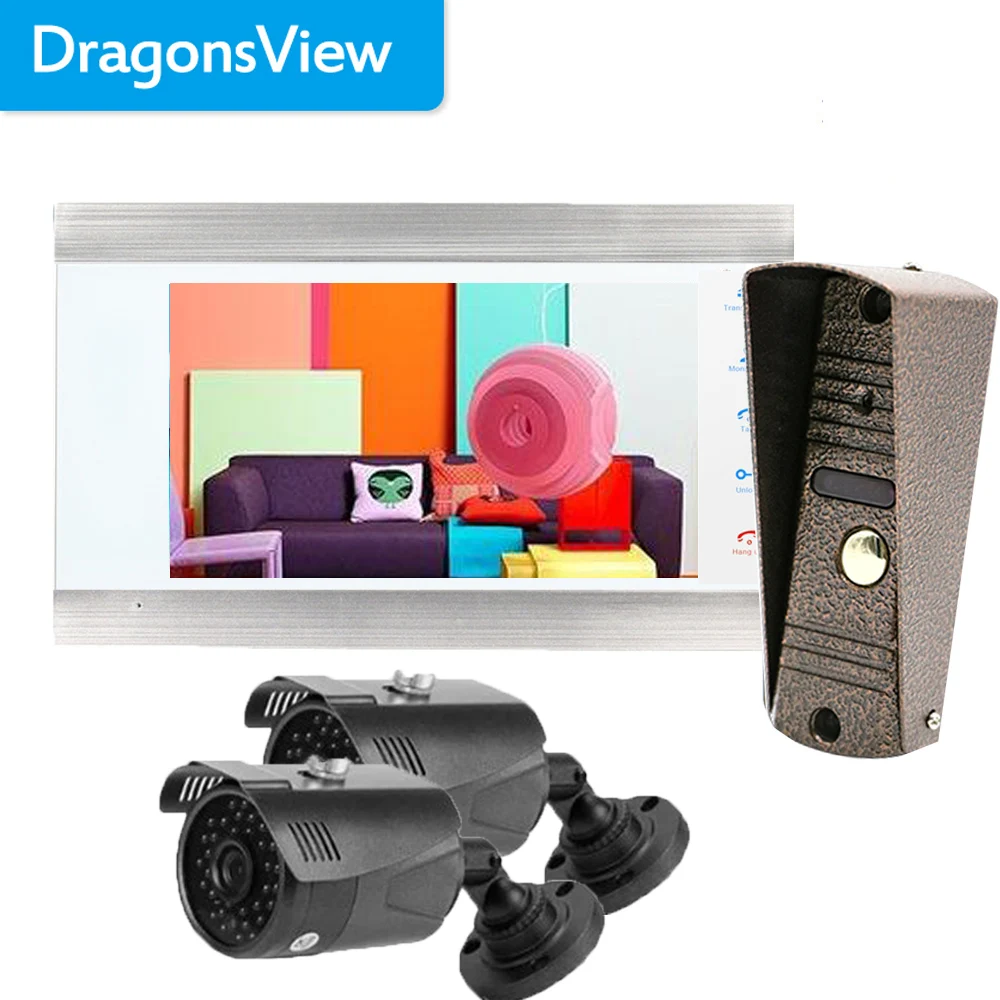 

Dragonsview Home Intercom System 7 Inch Video Door Phone Doorbell with Security Cameras Record Unlock Night Vision HD Talk