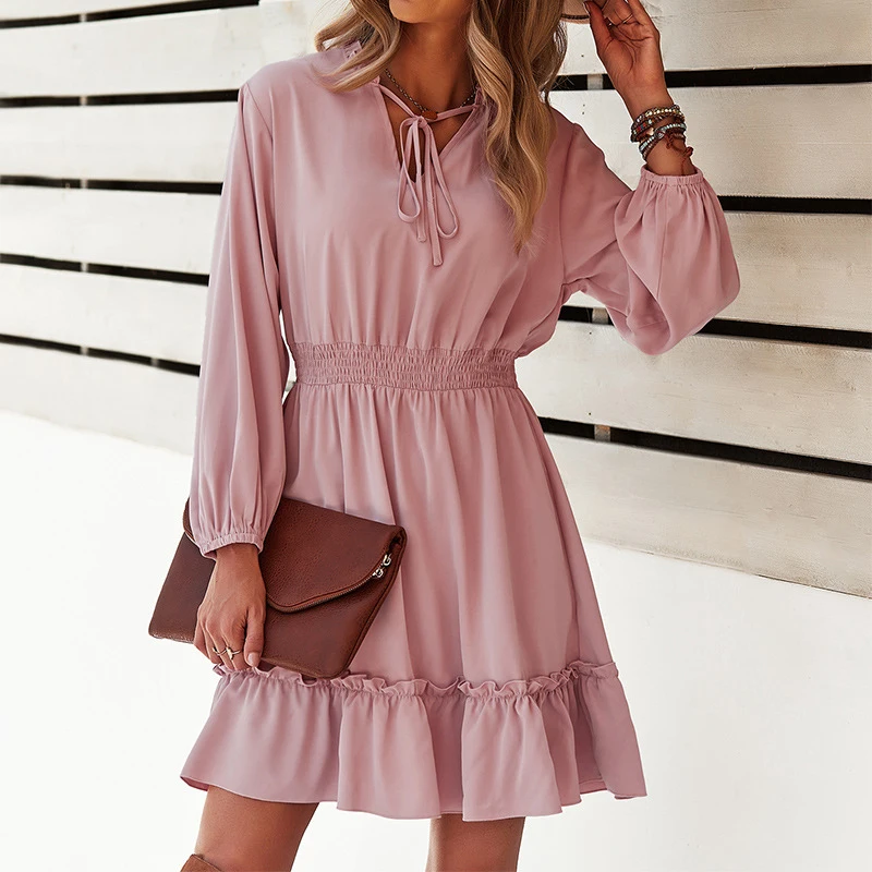 Elegant Sexy V-neck Solid Autumn Dress Women's Casual Button Long Sleeve Short Skirt A Size Office Women's Dress 2021 Casual
Elegant Sexy V-neck Solid Autumn Dress Women's Casual Button Long Sleeve Short Skirt A Size Office Women's Dress 2021 Casual