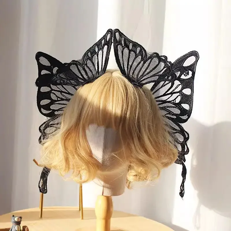 Black and white two tone flexible butterfly wings with exaggerated Lolita elf lace, hair accessories, headwear
Black and white two tone flexible butterfly wings with exaggerated Lolita elf lace, hair accessories, headwear
