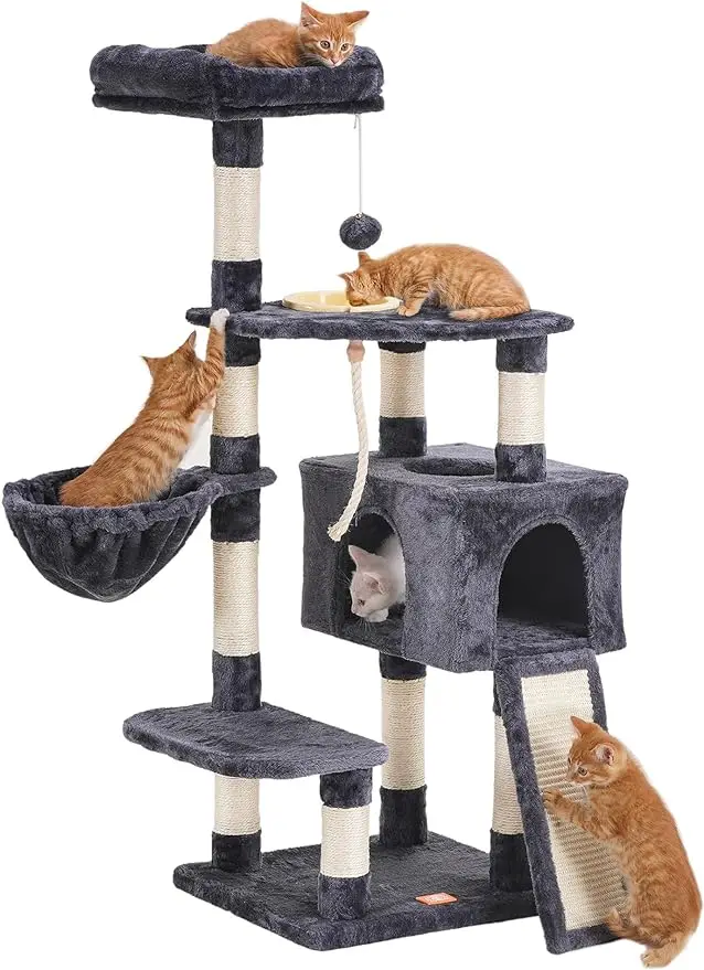 Heybly Cat Tree, Cat Tower for Indoor Cats with Scratching Board, Multi-Level Cat Furniture Condo with Feeding Bowl Smoky Gray H
Heybly Cat Tree, Cat Tower for Indoor Cats with Scratching Board, Multi-Level Cat Furniture Condo with Feeding Bowl Smoky Gray H
