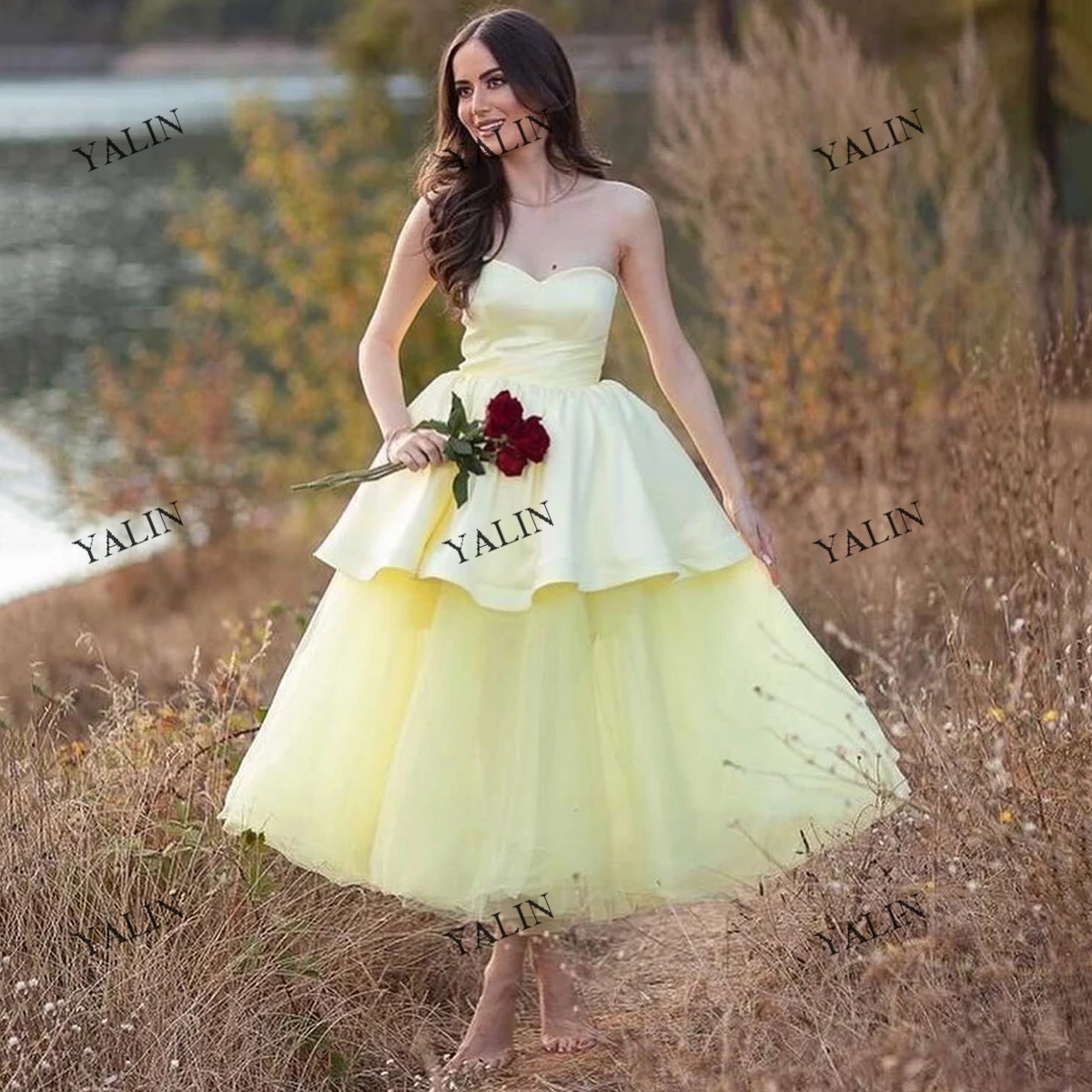 YALIN Lemon Yellow A-Line Reunion Classmates Dresses Strapless Puffy Tulle Prom Simple Tea-Length Special Occasion Gowns
YALIN Lemon Yellow A-Line Reunion Classmates Dresses Strapless Puffy Tulle Prom Simple Tea-Length Special Occasion Gowns