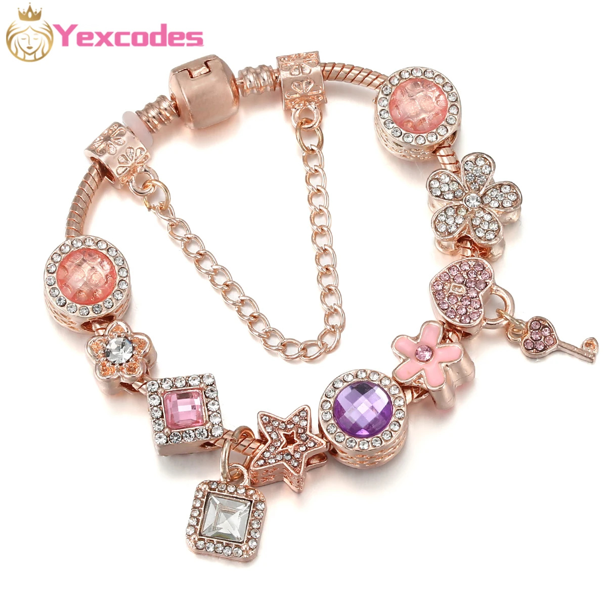 Yexcodes Rose Gold Charm Women Bracelet With Rhinestones Crystal Charm, Suitable For Ladies Bracelet Jewelry Gifts
Yexcodes Rose Gold Charm Women Bracelet With Rhinestones Crystal Charm, Suitable For Ladies Bracelet Jewelry Gifts