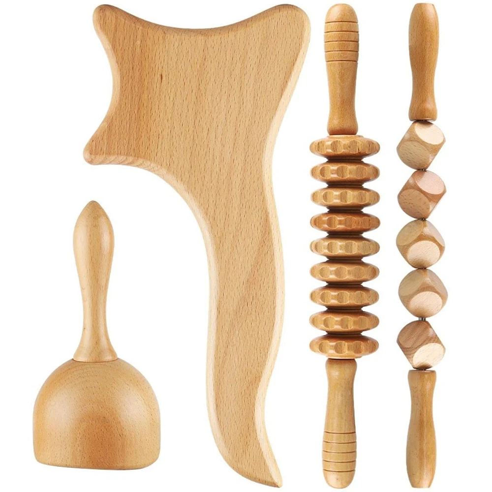 

Wooden Massager Wood Therapy Tools Lymphatic Drainage Massage Kit for Body Gua Sha, Anti Cellulite, Body Sculpting, Muscle Relax