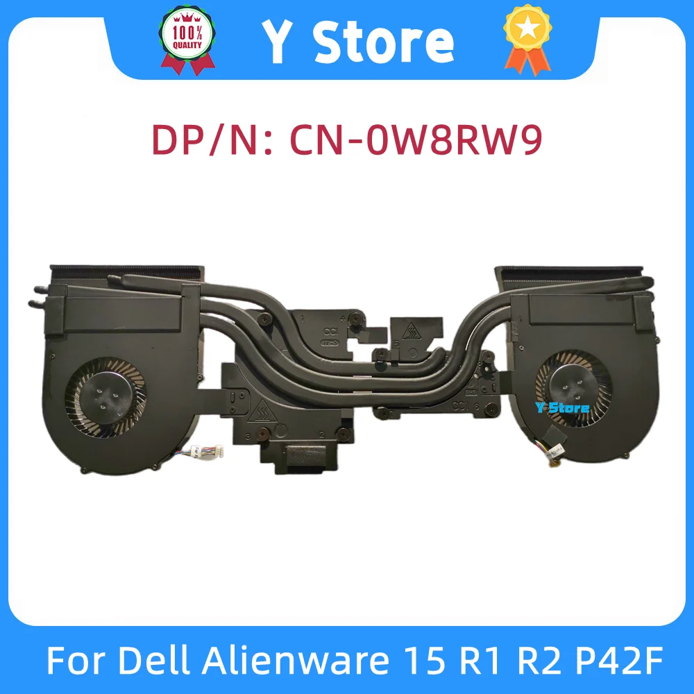 

Y Store New Original Cpu Gpu Cooling Heatsink Fan Cooler Radiator For Dell Alienware 15 R1 R2 P42F CN-0W8RW9 0W8RW9 AT18E001ZC0