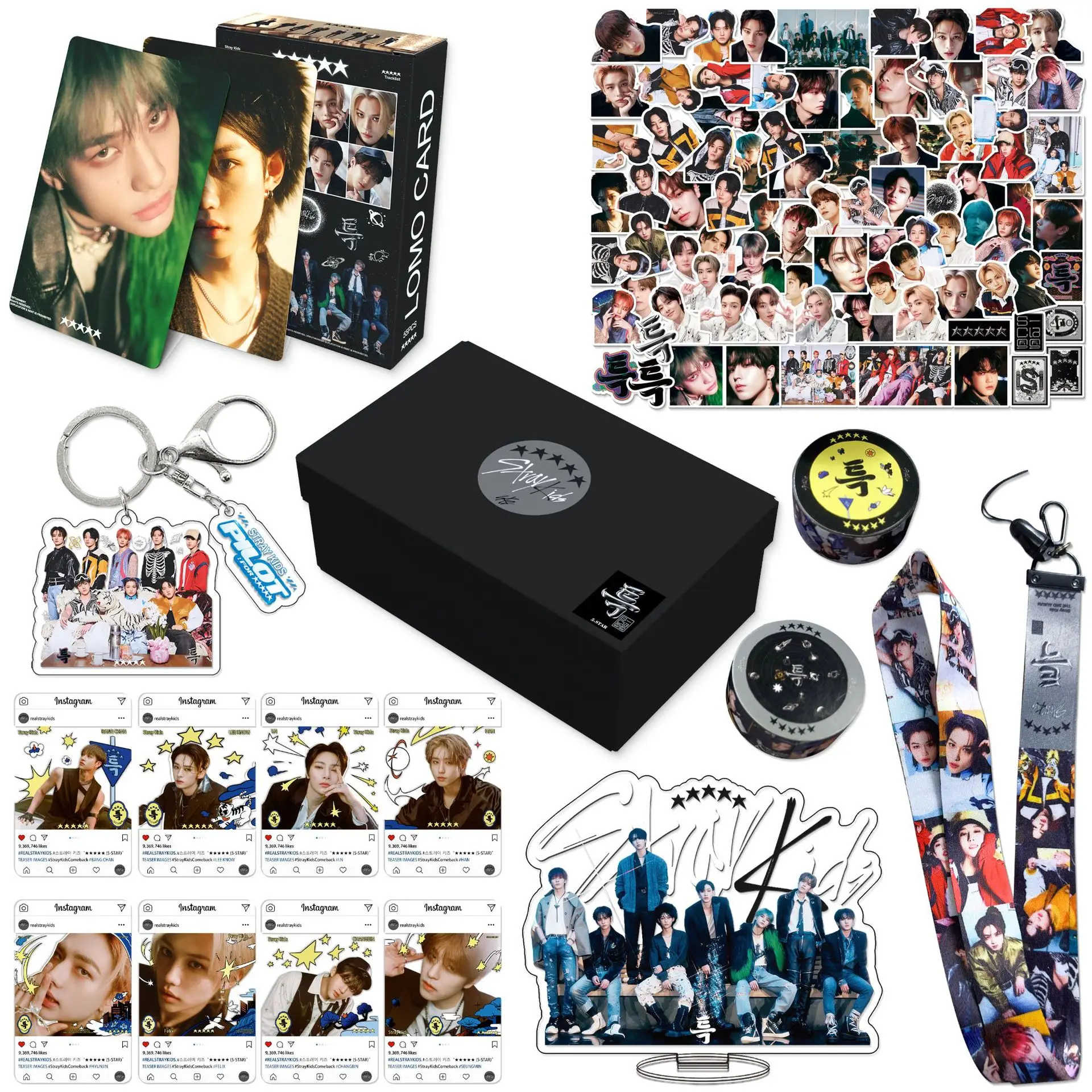 

Kpop бродячие дети новый альбом 5 звезд Подарочная коробка набор MAXIDENT Photocards Lomo Card Sticker брелоки со шнурком Fans коллекционные подарки
