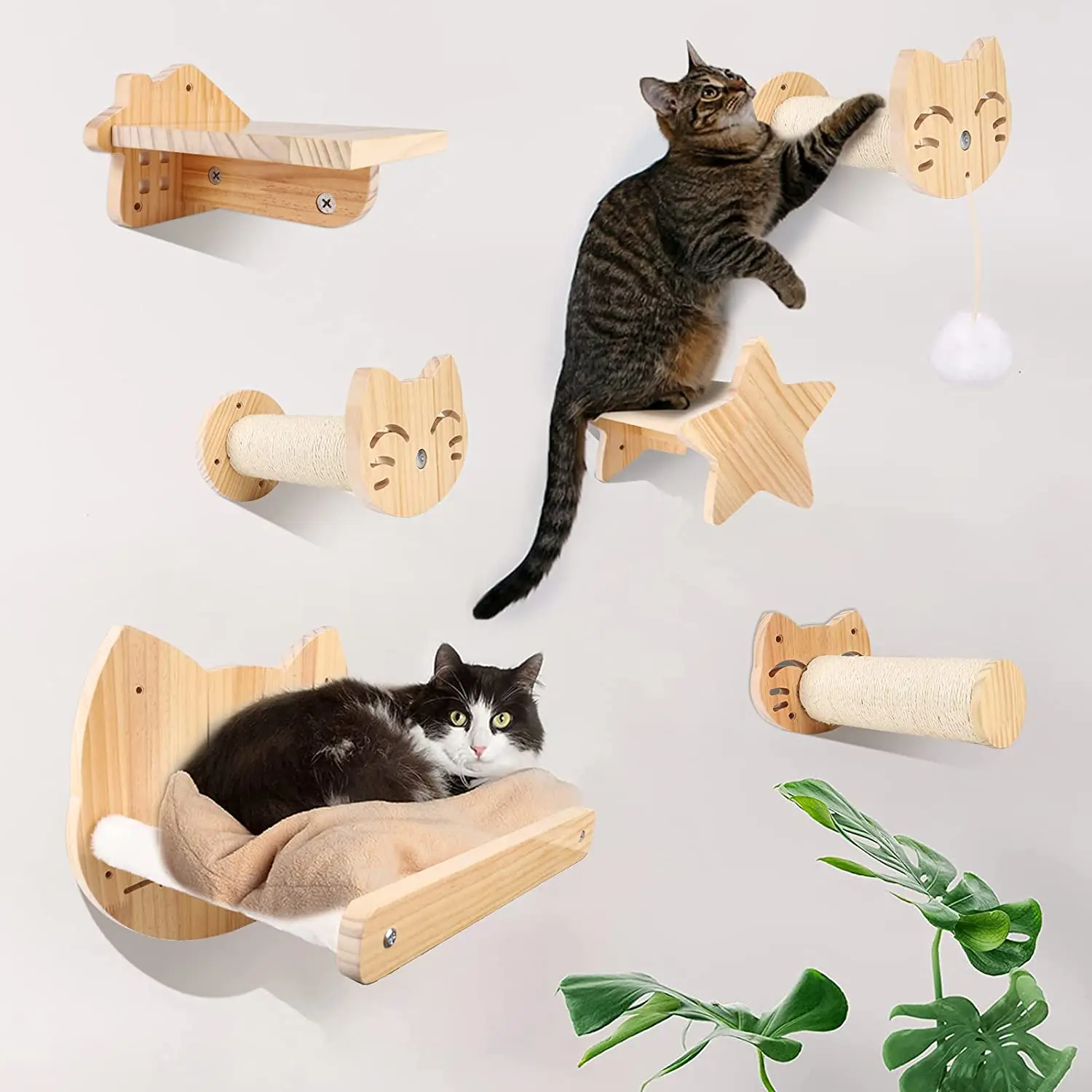 Cat Wall Climbing Furniture Wooden Shelves for Cats Perches Activity Cat Tree Scraper Stairs DIY Wall Mounted Cat Climbing Frame
Cat Wall Climbing Furniture Wooden Shelves for Cats Perches Activity Cat Tree Scraper Stairs DIY Wall Mounted Cat Climbing Frame