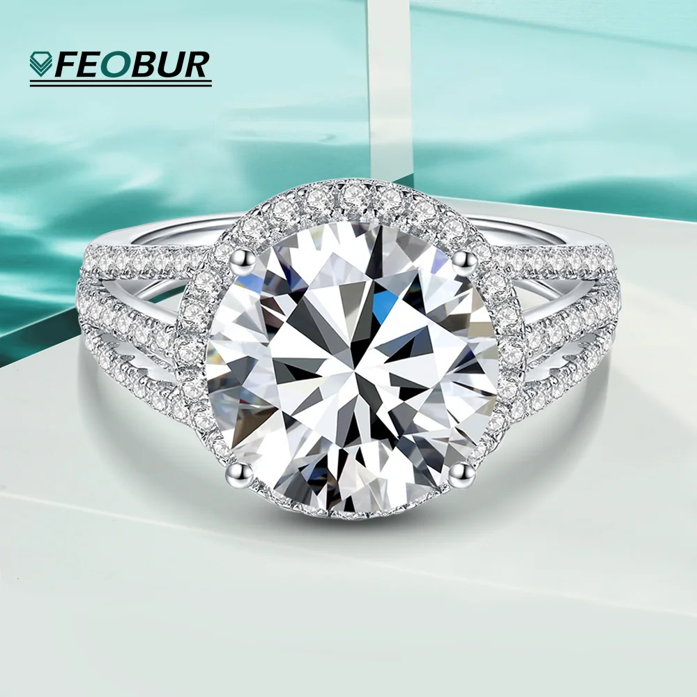 

Luxury 5 Carat Moissanite Diamond Rings with Certificate 925 Sterling Silver Engagement Ring Promise Wedding Band for Women