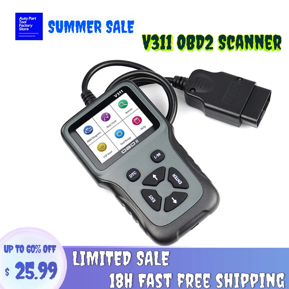 

New V311 OBD2 Multilingual Car Fault Diagnosis Detector Car Universal Engine Code Reader Suitable for Car System Diagnostic Tool