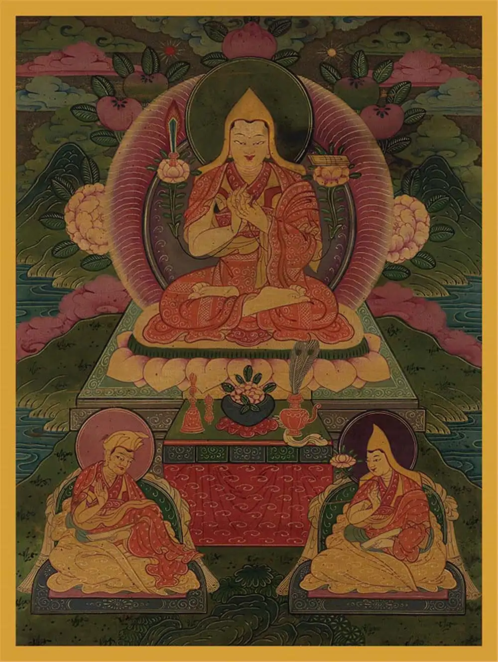 Tsongkhapa Thangka (17th Century Old Version),Gandhanra Tibetan Buddhist Thangka Art,Giclee Printed and Hand Framed,47" × 32"
Tsongkhapa Thangka (17th Century Old Version),Gandhanra Tibetan Buddhist Thangka Art,Giclee Printed and Hand Framed,47" × 32"