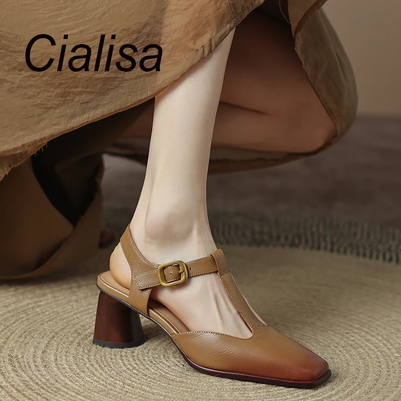Cialisa Genuine Leather Sandals Women 2023 Summer Vintage Brown Square Toe Shoes Handmade 6cm High Heels Lady Footwear Sizes 42
Cialisa Genuine Leather Sandals Women 2023 Summer Vintage Brown Square Toe Shoes Handmade 6cm High Heels Lady Footwear Sizes 42