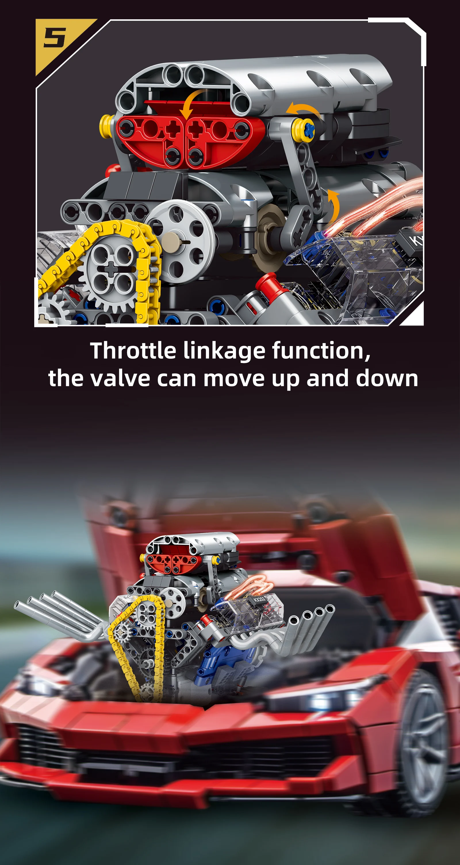 K96202 Racing car V8 engine 665PCS educational building block toy model assembly children and adult educational toys K96202 Racing car V8 engine 665PCS educational building block toy model assembly children and adult educational toys