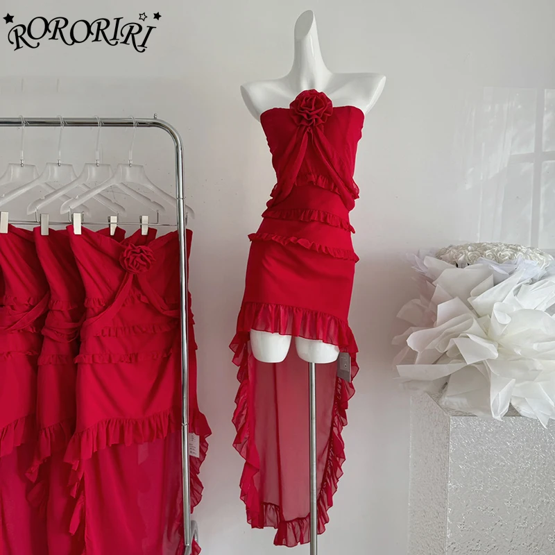 

Ророрири Готическая брошь в виде Розы, вечернее платье высокой длины, женское многослойное красное корсет с оборками и длинным шлейфом, платье для выпускного вечера, костюм для косплея