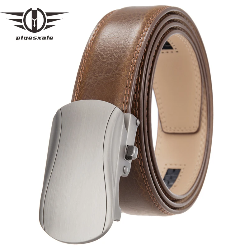 

Plyesxale Designers Automatic Buckle Leather Luxury Belt Male Alloy Buckle Belts For Men Ceinture Homme Black Tan Brown G1197
