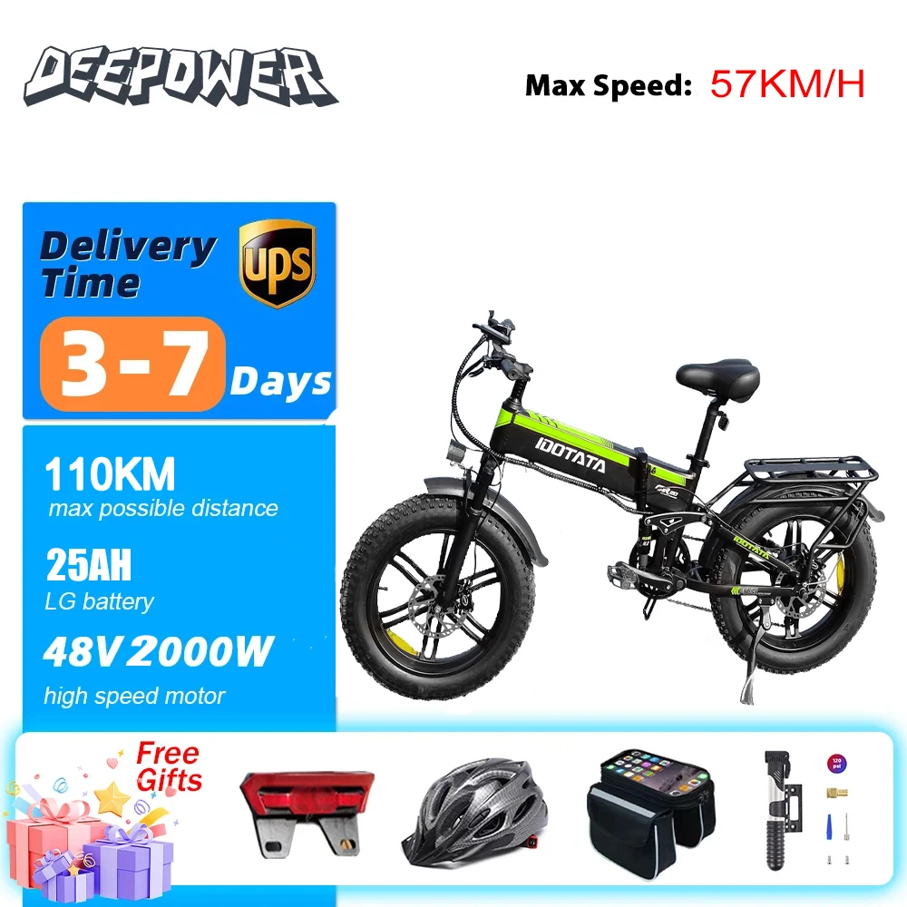 DEEPOWER H20PRO Electric Bicycle 2000W 48V25AH Hydraulic brake Portable Adult Electric Mountain Bike 4.0 Fat Tire Folding Ebike
DEEPOWER H20PRO Electric Bicycle 2000W 48V25AH Hydraulic brake Portable Adult Electric Mountain Bike 4.0 Fat Tire Folding Ebike