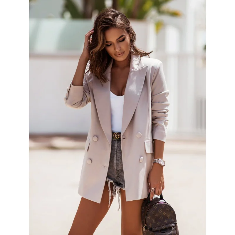 Hot Selling Fashion Autumn/winter Long Sleeved Double Breasted Suit Collar Jacket for Women
Hot Selling Fashion Autumn/winter Long Sleeved Double Breasted Suit Collar Jacket for Women