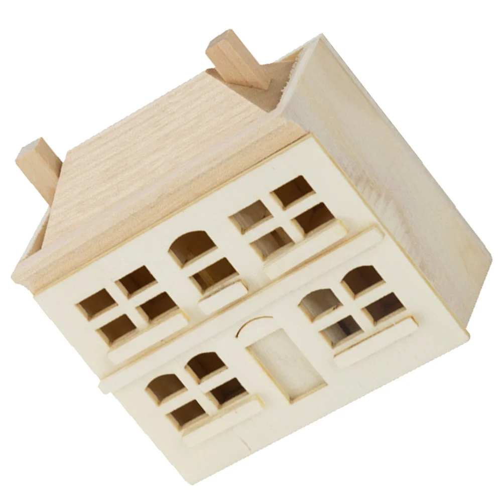 

Mini Villa Ornament Miniature Wood Model Scale Buildings Houses Wooden Decor Tiny